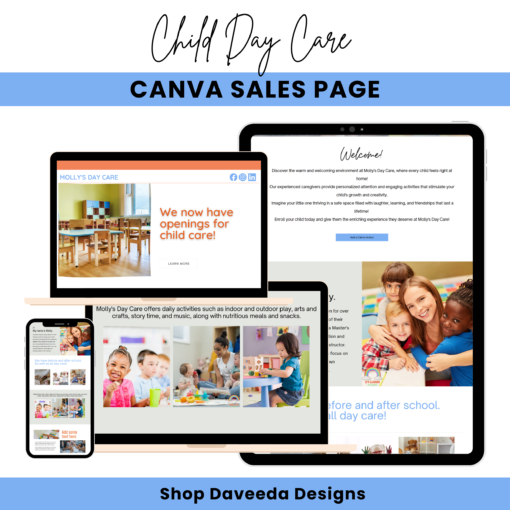 Child Daycare Canva Website Template