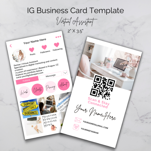 Virtual Assistant Instagram Business Card Template