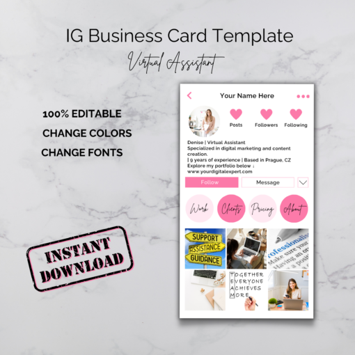 Virtual Assistant Instagram Business Card Template - Image 4